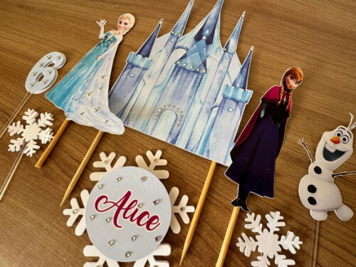 Topo de Bolo Frozen Luxo 8 Elementos