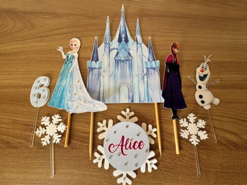 Topo de Bolo Frozen Luxo 8 Elementos