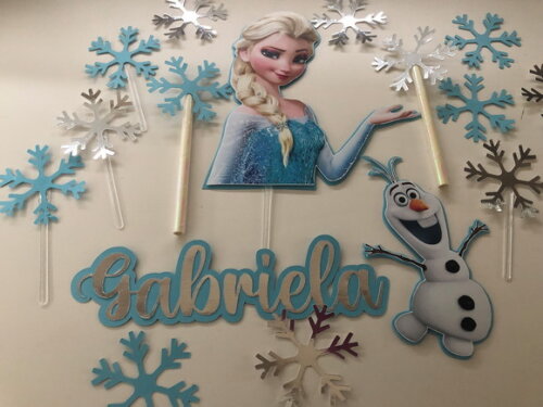 Topo de Bolo Frozen Luxo 17 Elementos