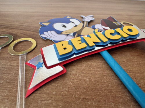 Topo de Bolo Luxo Sonic