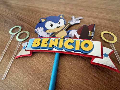 Topo de Bolo Luxo Sonic
