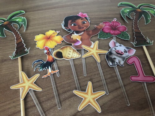 Topo de Bolo Moana Baby 12 Elementos