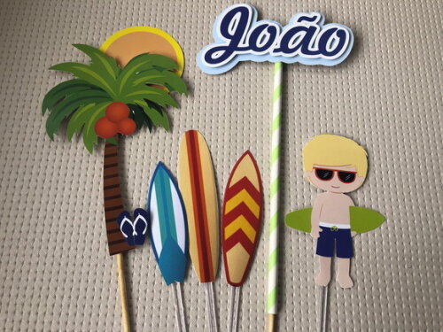 Topo de Bolo Tema Surfista