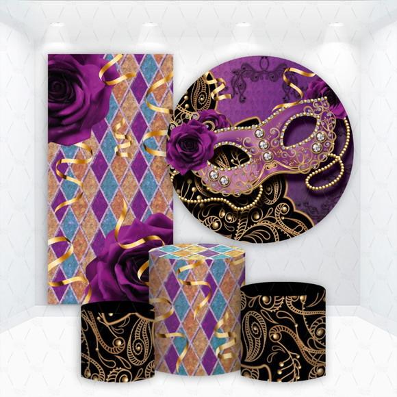 Conjunto de Capas de Painel e Cilindros Baile de Máscaras