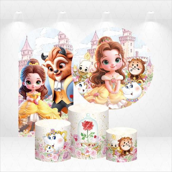 Conjunto de Capas de Painel e Cilindros Bela e a Fera