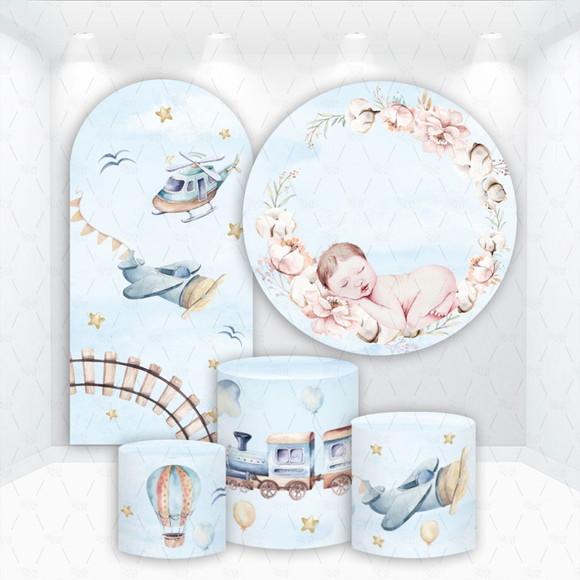 Conjunto de Capas de Painel e Cilindros Chá de Bebê Menino