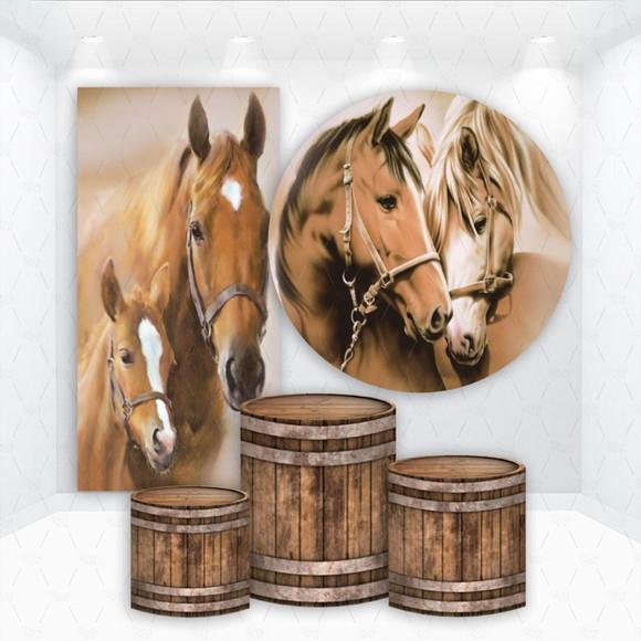 Conjunto de Capas de Painel e Cilindros Cavalos Country