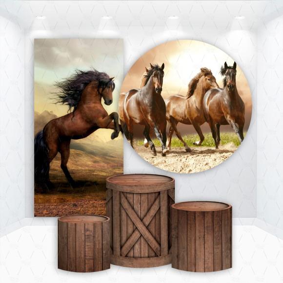 Conjunto de Capas de Painel e Cilindros Cavalos Country