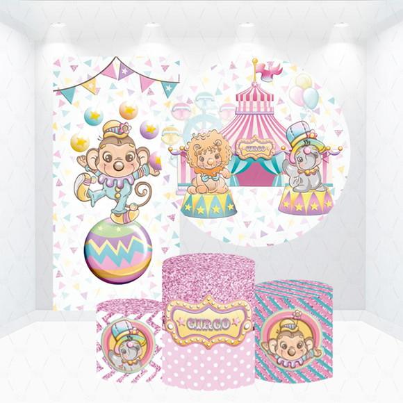 Conjunto de Capas de Painel e Cilindros Circo Rosa