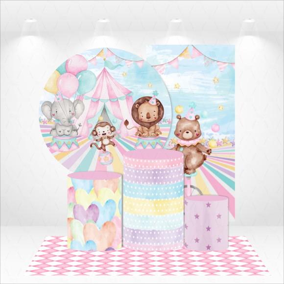 Conjunto de Capas de Painel e Cilindros Circo Rosa