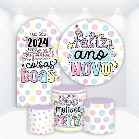 Conjunto de Capas de Painel e Cilindros Feliz Ano Novo