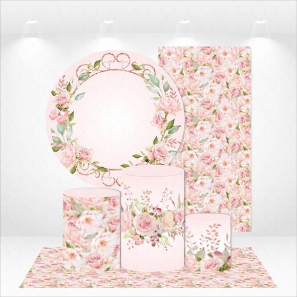 Conjunto De Capas De Painel E Cilindros Floral