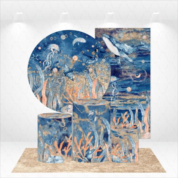 Conjunto De Capas De Painel E Cilindros Fundo Do Mar