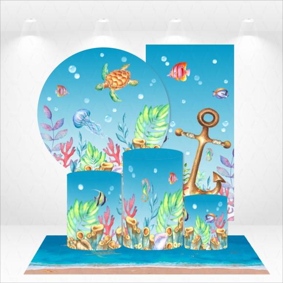 Conjunto De Capas De Painel E Cilindros Fundo Do Mar