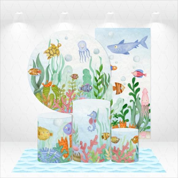 Conjunto De Capas De Painel E Cilindros Fundo Do Mar