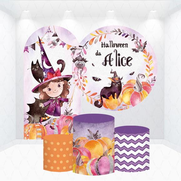 Conjunto de Capas de Painel e Cilindros Halloween com Nome