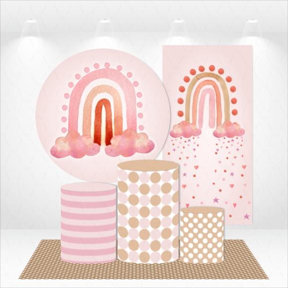 Conjunto de Capas Painel e Cilindros Arco Íris Boho