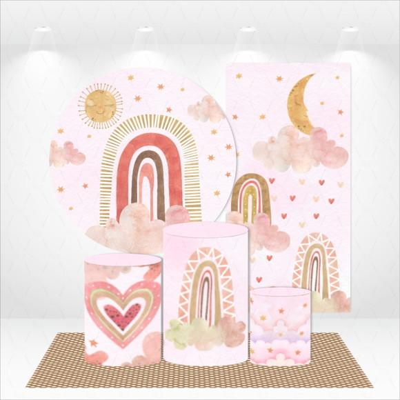 Conjunto de Capas Painel e Cilindros Arco Íris Boho