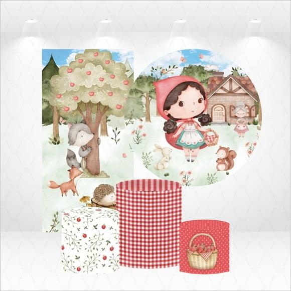 Conjunto de Capas Painel e Cilindros Chapeuzinho Vermelho