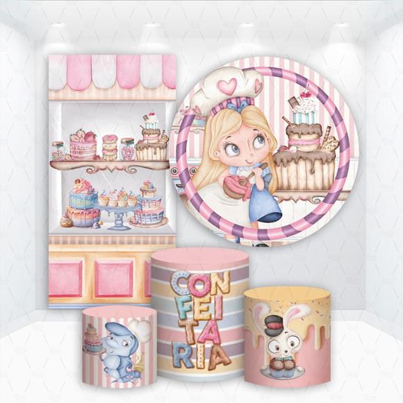 Conjunto de Capas Painel e Cilindros Confeitaria Alice