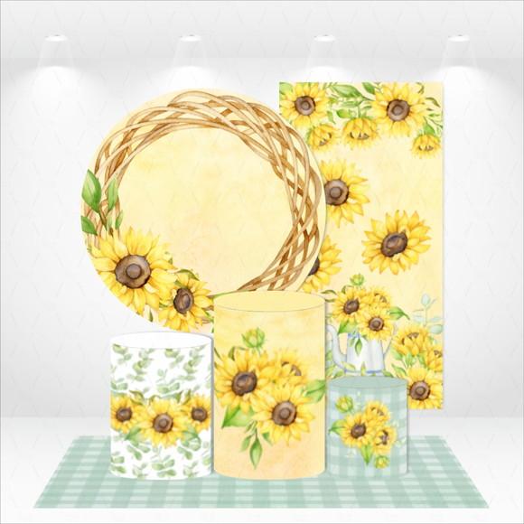 Conjunto de Capas Painel e Cilindros Floral Girassol
