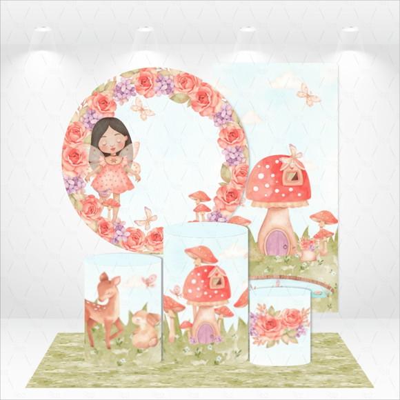 Conjunto de Capas Painel e Cilindros Jardim Encantado Fadas