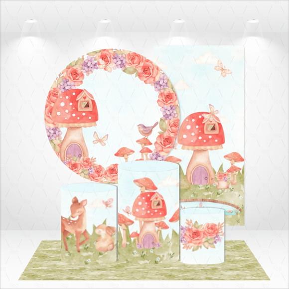 Conjunto de Capas Painel e Cilindros Jardim Encantado Fadas