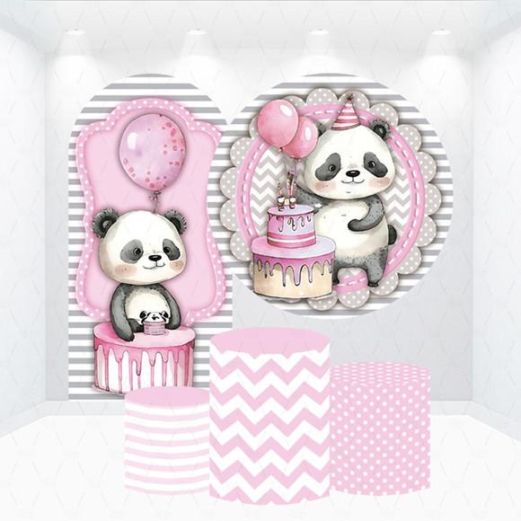 Conjunto de Capas Painel e Cilindros Panda Rosa