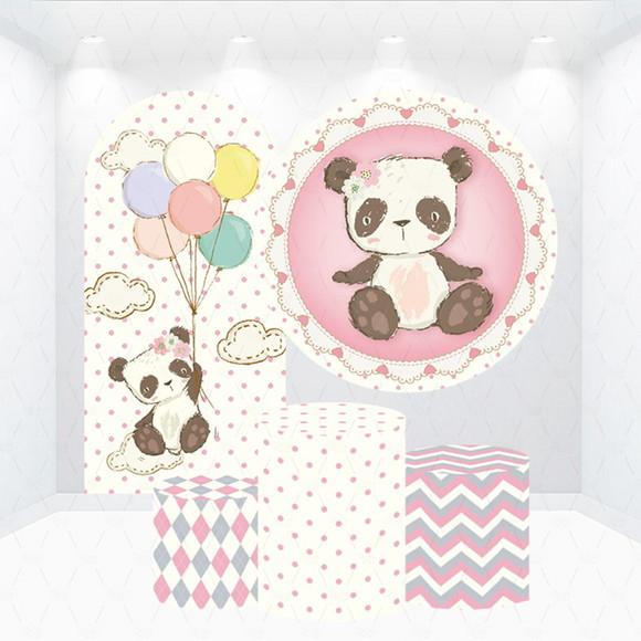 Conjunto de Capas Painel e Cilindros Panda Rosa
