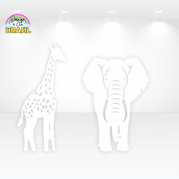 Display Pintado Safari Desmontável - Girafa e Elefante