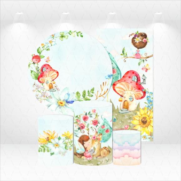Kit Capas De Paineis E Cilindros Jardim Encantado Fadas