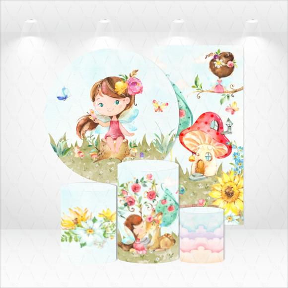 Kit Capas De Paineis E Cilindros Jardim Encantado Fadas