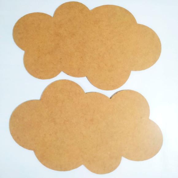 Kit de 2 Nuvens de mdf Cru para Decoração e Artesanato