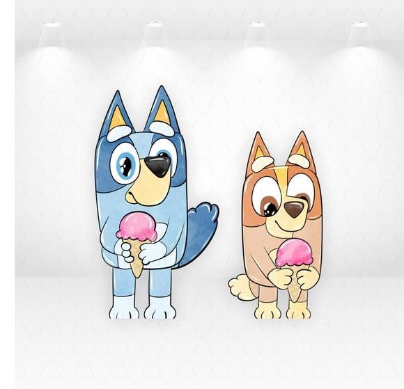 Kit Display / Totem de Chão Bluey 90cm e Bingo 75cm