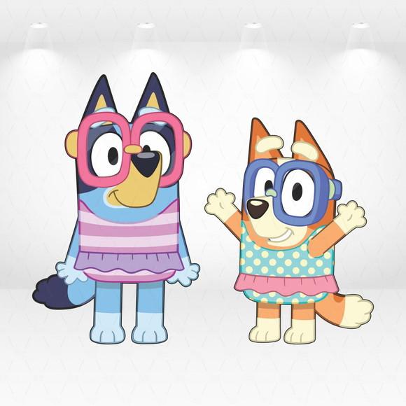 Kit Display / Totem de Chão Bluey 90cm e Bingo 75cm