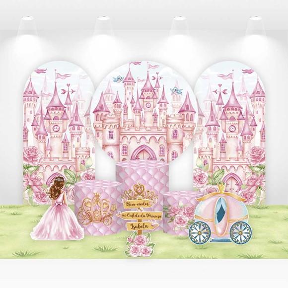 Kit Painéis, Cilindros e Displays Festa Castelo Princesa