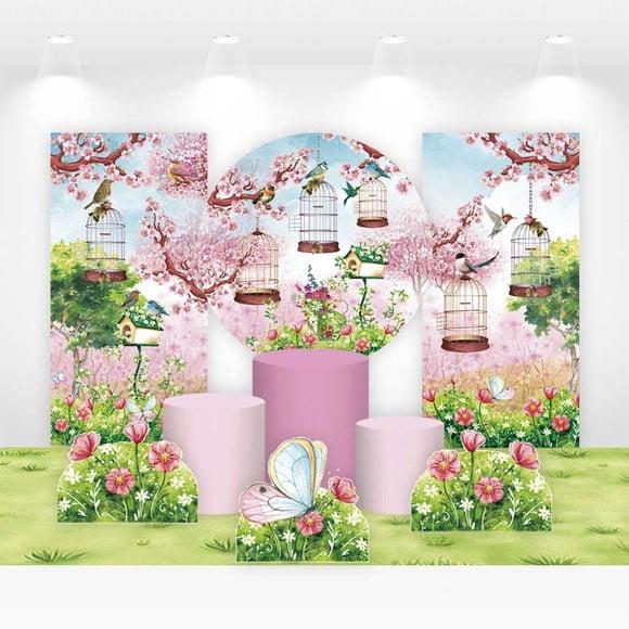 Kit Painéis, Cilindros e Displays Festa Jardim Encantado