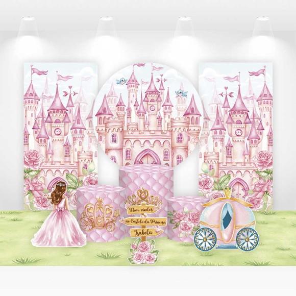 Kit Painéis, Cilindros e Displays Festa Castelo Princesa