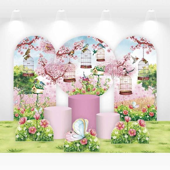 Kit Painéis, Cilindros e Displays Festa Jardim Encantado