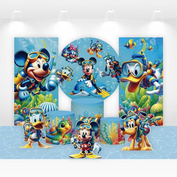 Kit Painéis, Cilindros e Displays Mickey Fundo do Mar