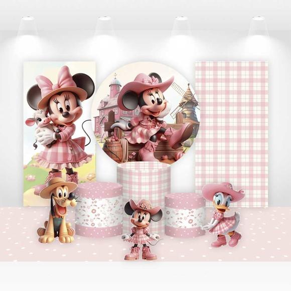 Kit Painéis, Cilindros e Displays Minnie Fazendinha