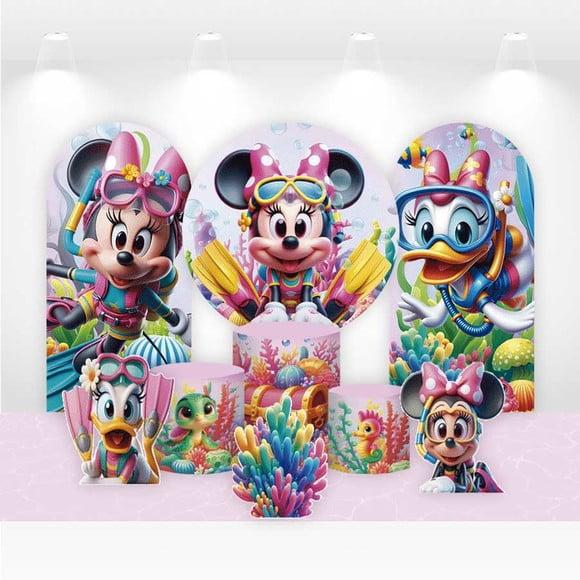 Kit Painéis, Cilindros e Displays Minnie Fundo do Mar