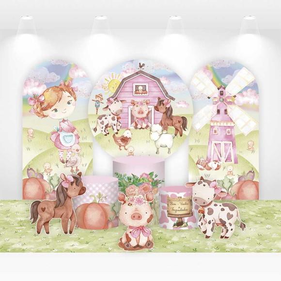 Kit Painéis, Cilindros e Displays para Festa Fazendinha