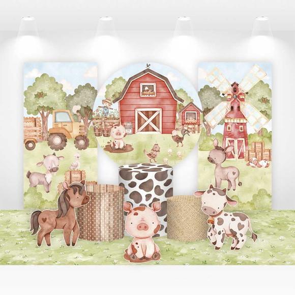 Kit Painéis, Cilindros e Displays para Festa Fazendinha
