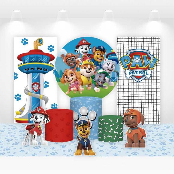 Kit Painéis, Cilindros e Displays para Festa Patrulha Canina
