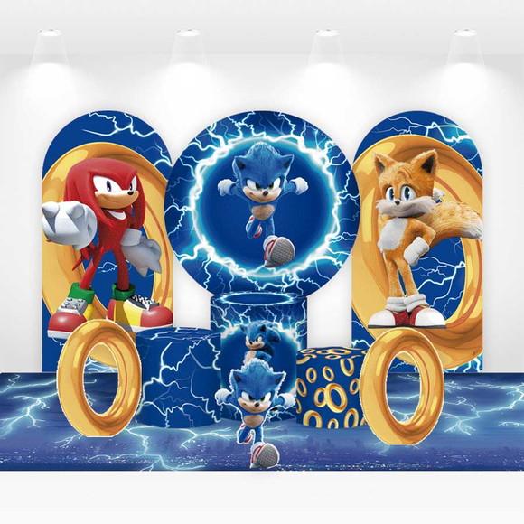 Kit Painéis, Cilindros e Displays para Festa Sonic