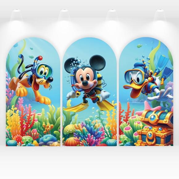Kit Romanos ou Retangulares Mickey Fundo do Mar 2x1m