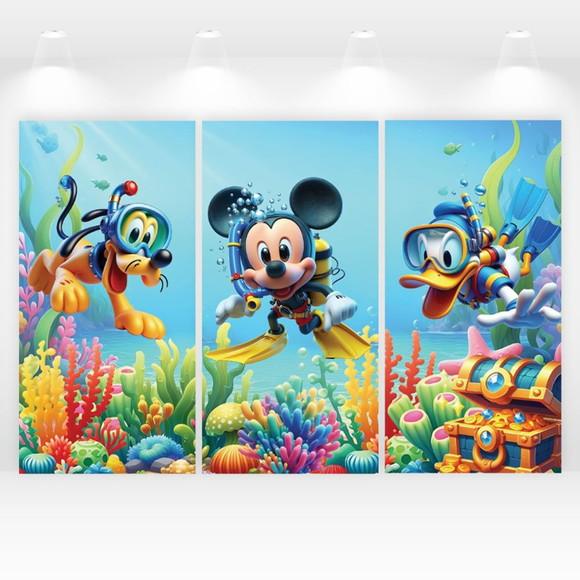 Kit Romanos ou Retangulares Mickey Fundo do Mar 2x1m