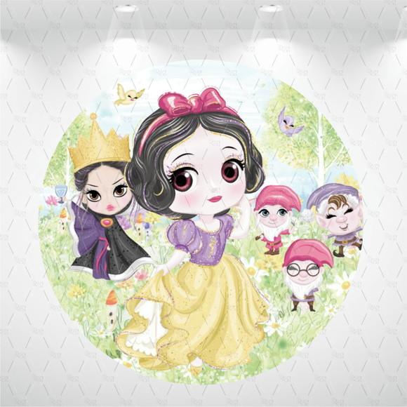 Painel Branca de Neve Redondo 1,3 a 1,5m em Tecido
