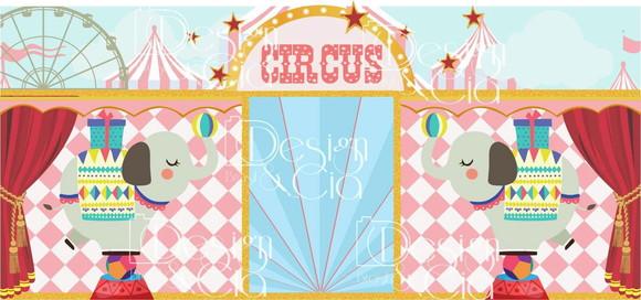 PAINEL CIRCO ROSA ELEFANTES